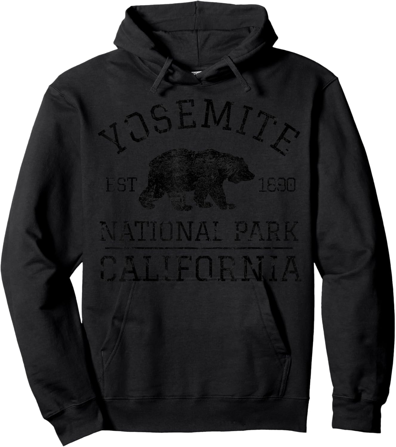 Yosemite National Park California Bear Nature Hiking Vintage Hoodie - Hoodie | Black