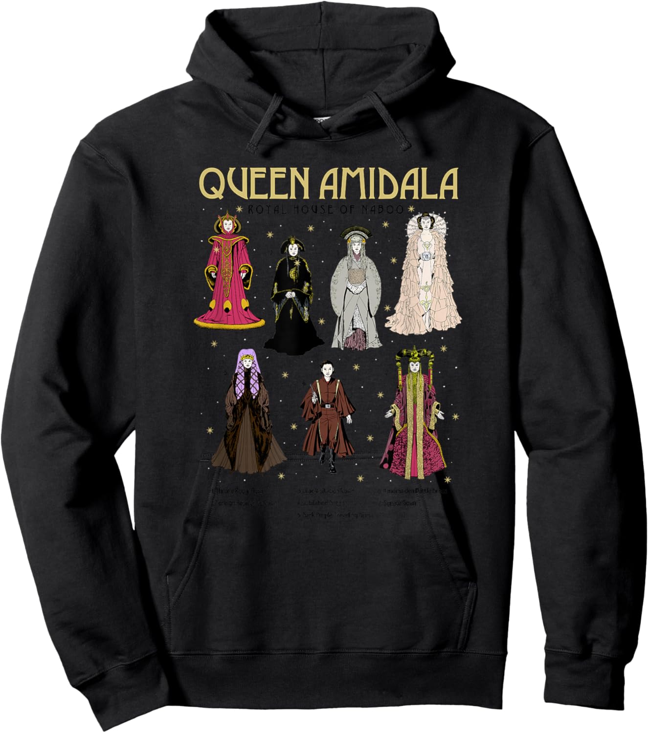 Star Wars Queen Amidala Gowns Textbook Poster Hoodie - Hoodie | Black
