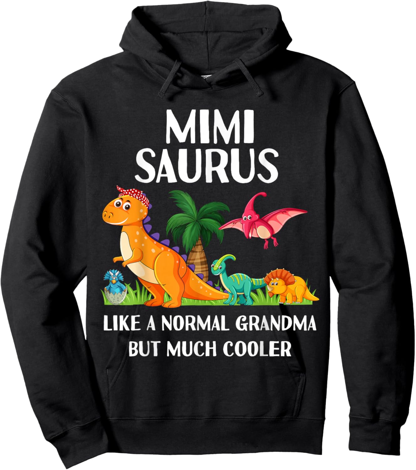 Mimisaurus Mimi Grandma Saurus Women Dinosaur Matching Hoodie - Hoodie | Black