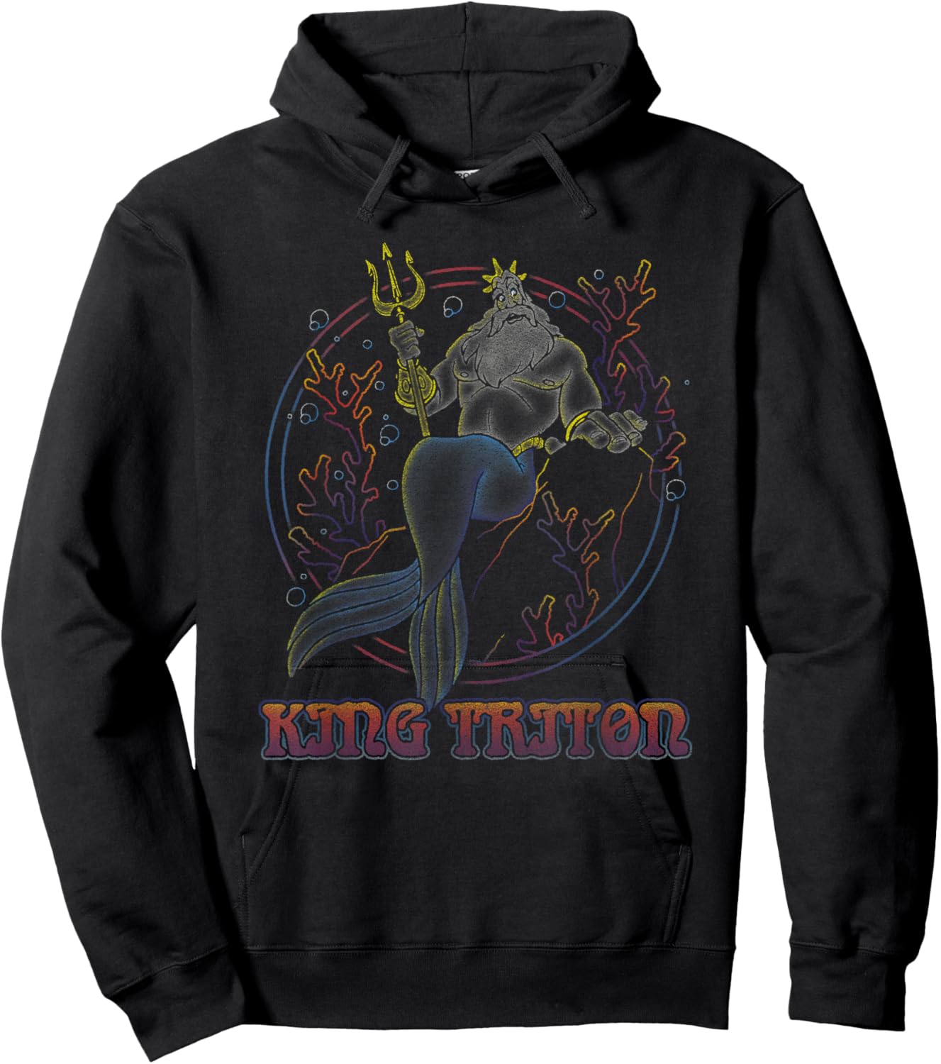 Disney The Little Mermaid King Triton Coral Circle Throne Hoodie - Hoodie | Black