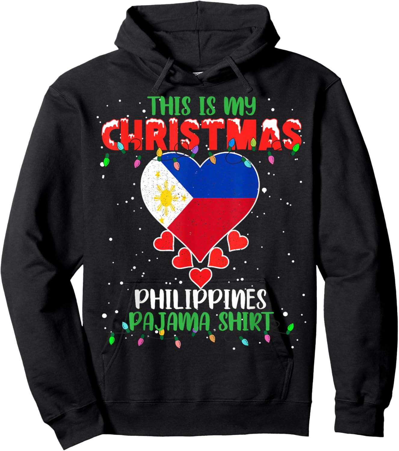 This Is My Christmas Lights Love Philippines Flag Pajama Hoodie - Hoodie | Black