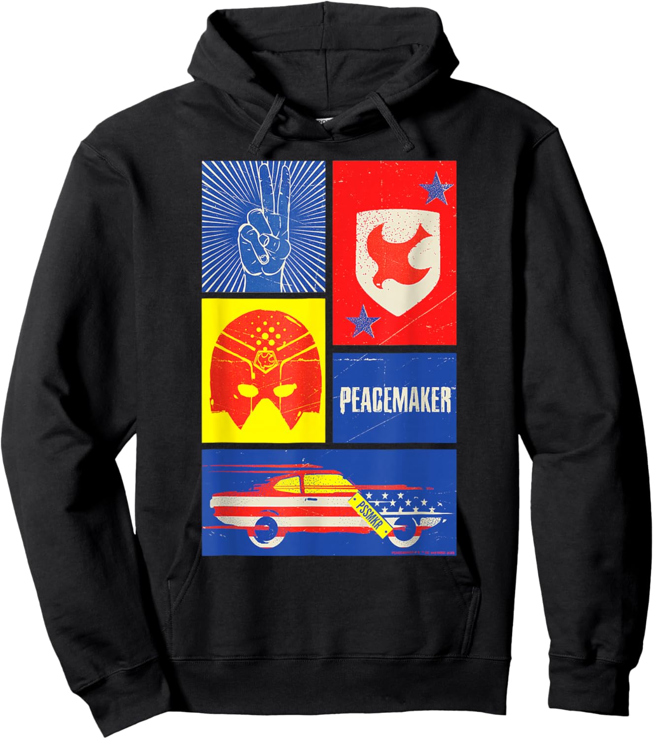 Peacemaker Sign, Shield, Helmet and Car Hoodie - Hoodie | Black