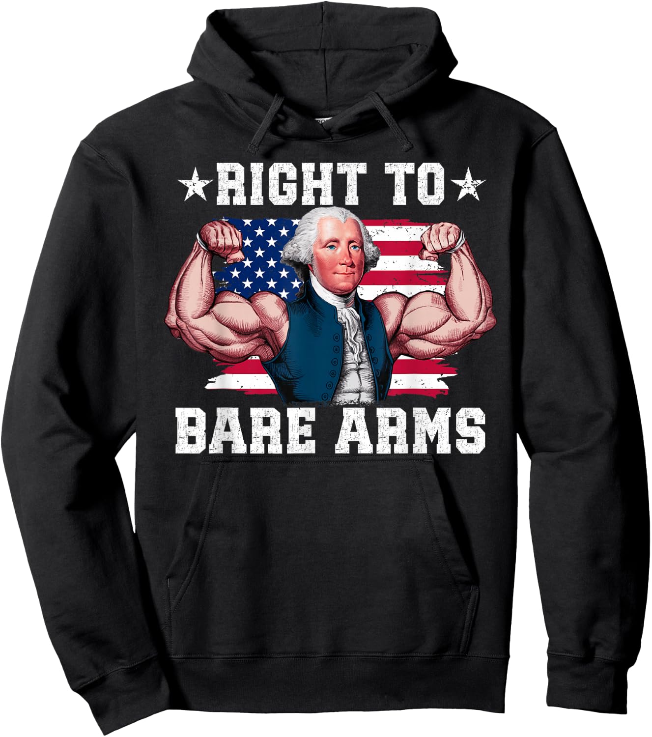 Right To Bare Arms Us Flag 4th Of July Funny Gym Workout Hoodie - Hoodie | Black