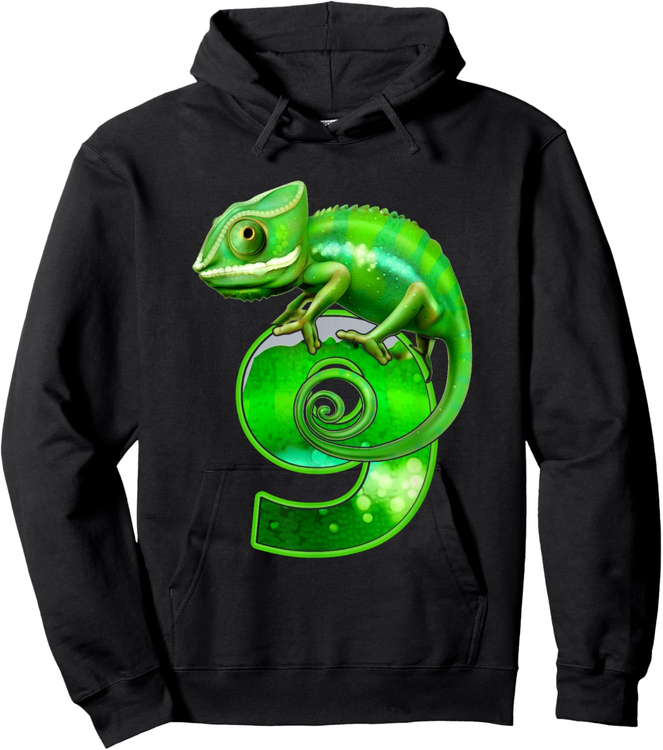 Kids 9 Years Old Lizard 9th Birthday Party Chameleon Hoodie - Hoodie | Black