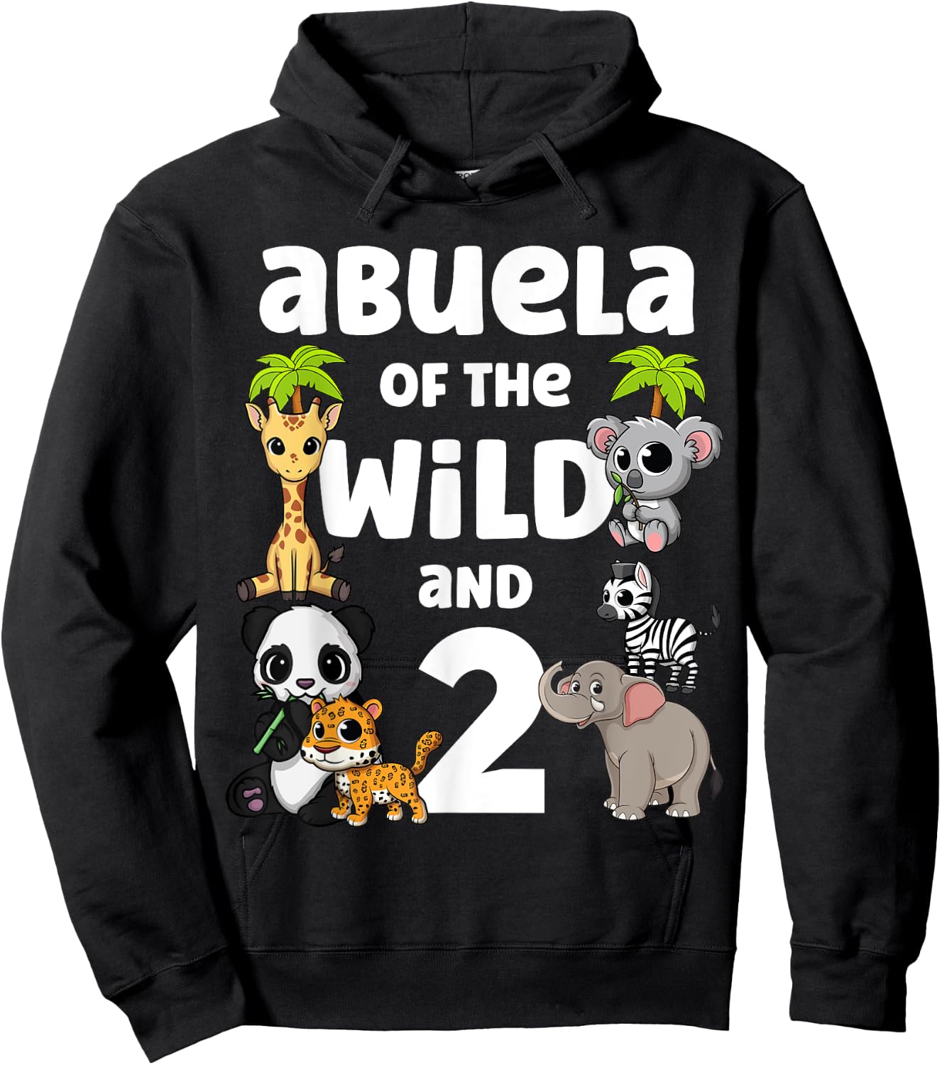 Abuela of the Wild and Two 2nd Zoo Birthday Safari Jungle Hoodie - Hoodie | Black