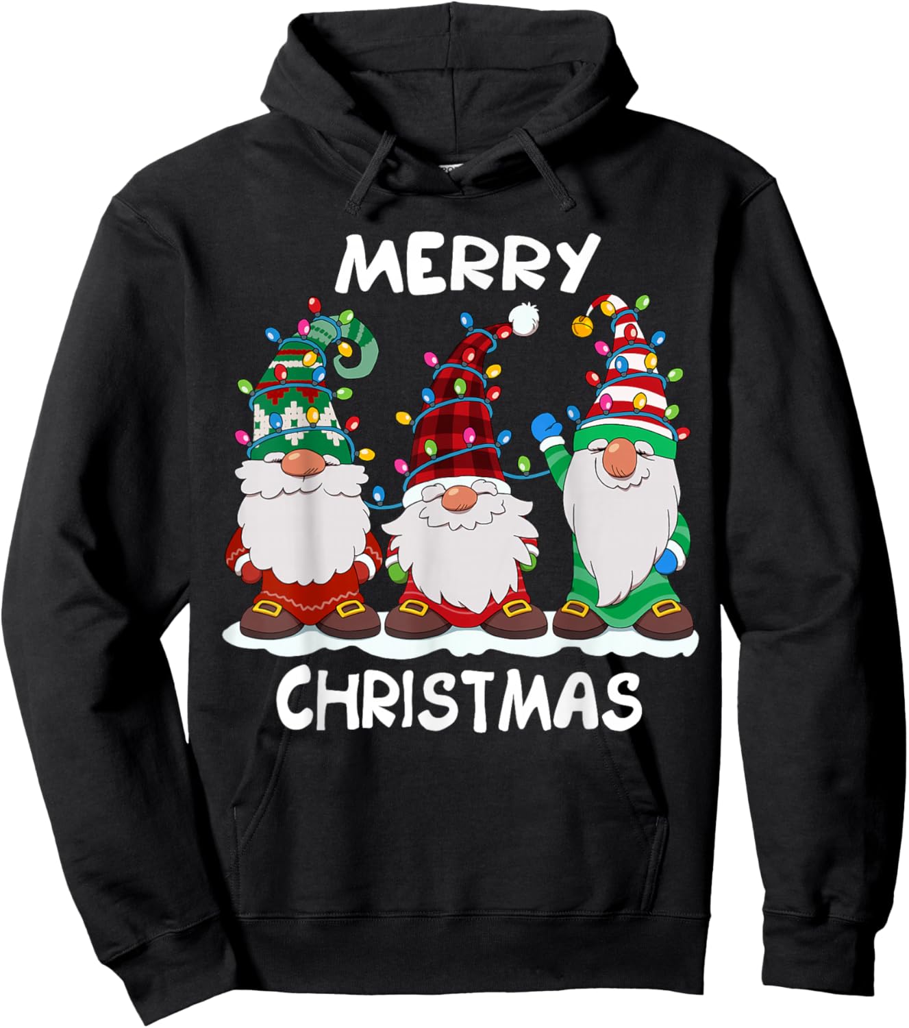 Merry Christmas Gnomes Xmas Family Men Women Hoodie - Hoodie | Black
