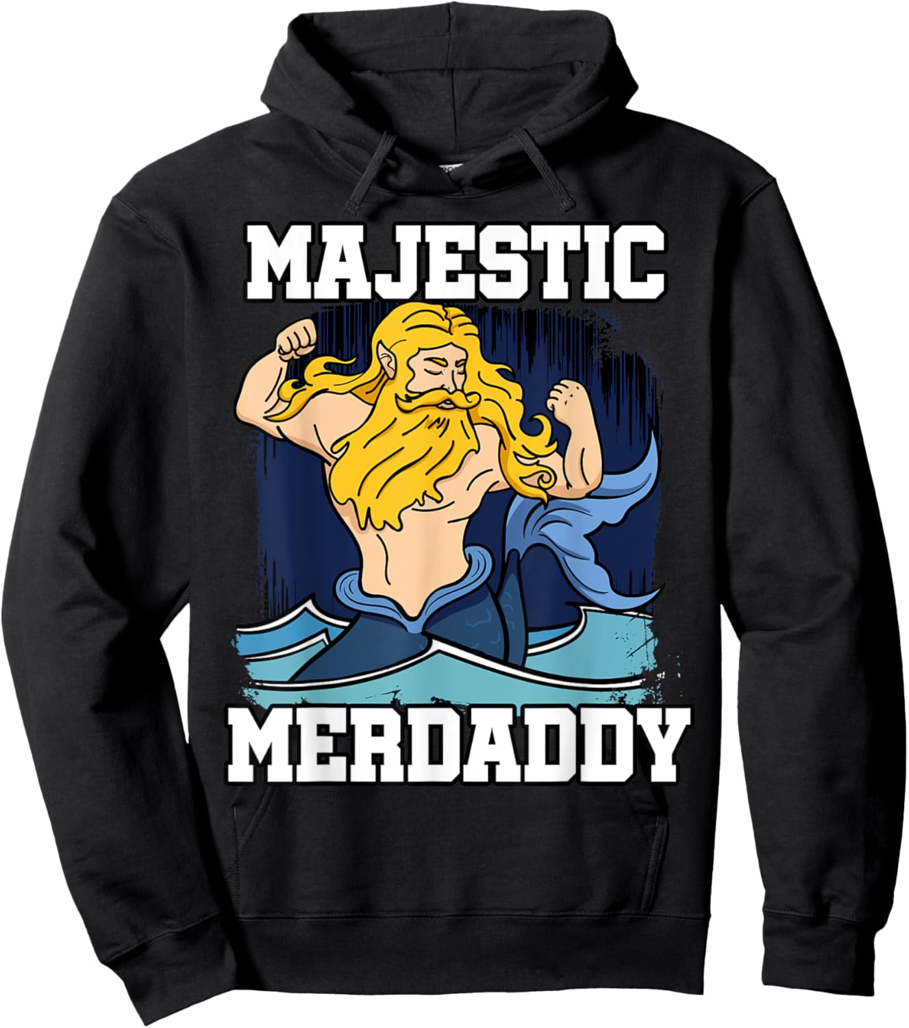 Majestic Merdaddy Mermaid Daddy Merman Merfolk Merpeople Dad Hoodie - Hoodie | Black