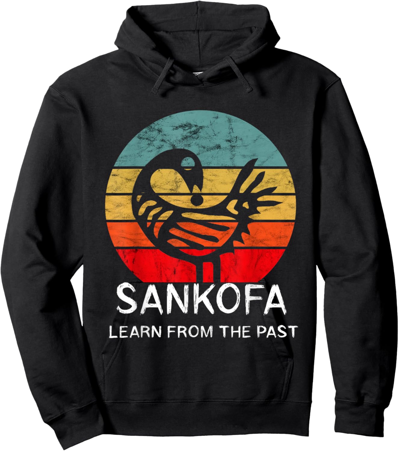 Sankofa Retro Vintage Learn From The Past African Bird Hoodie - Hoodie | Black