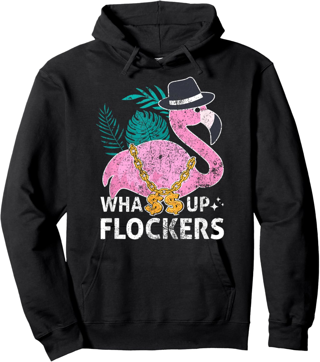 Whassup Flockers Summer Gangster Flamingo HipHop Bird Women Hoodie - Hoodie | Black