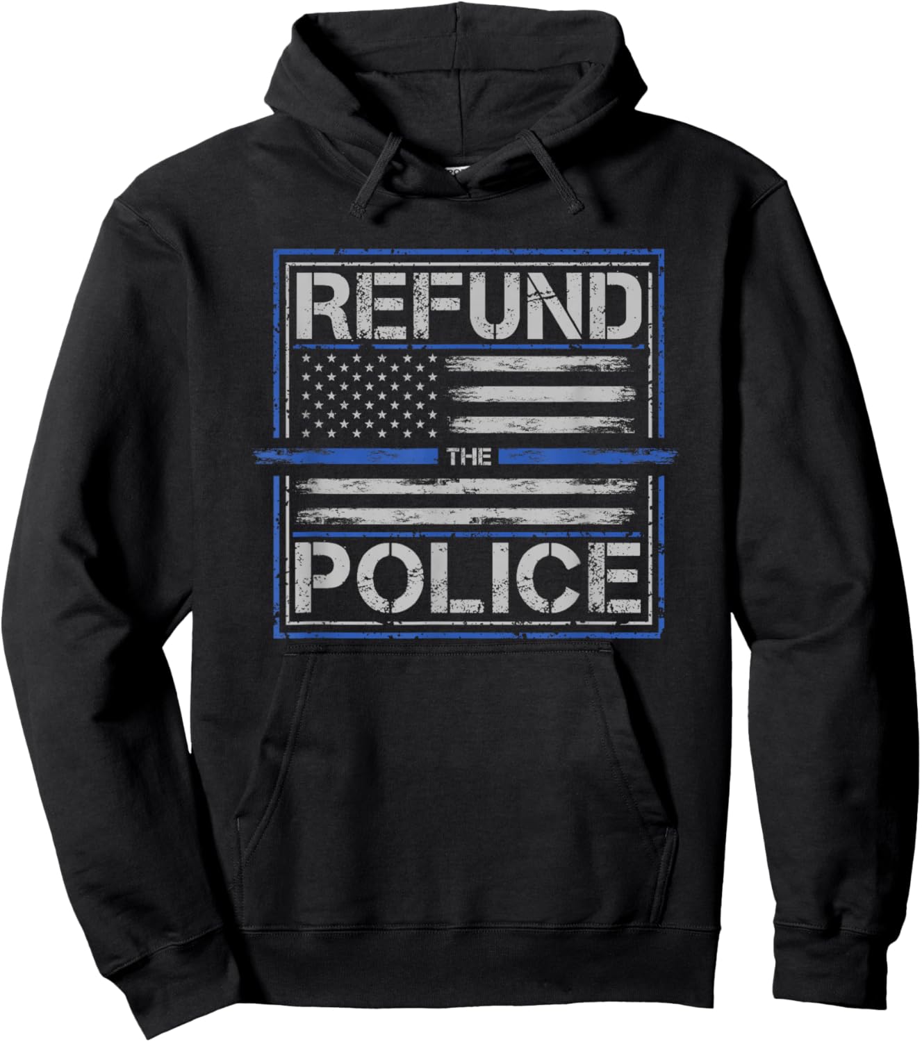 Re-Fund the Police - Patriotic USA American Flag Hoodie - Hoodie | Black