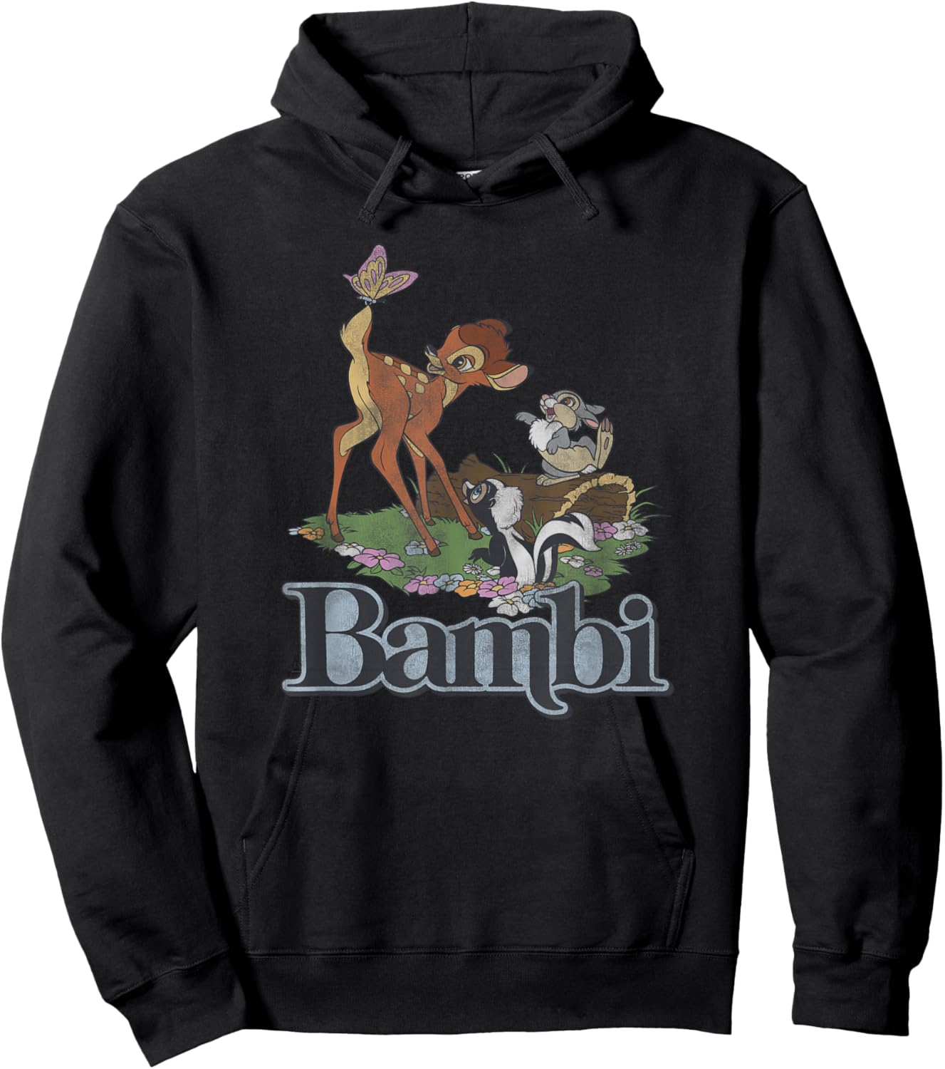 Disney Bambi Vintage Group Floral Poster Hoodie - Hoodie | Black