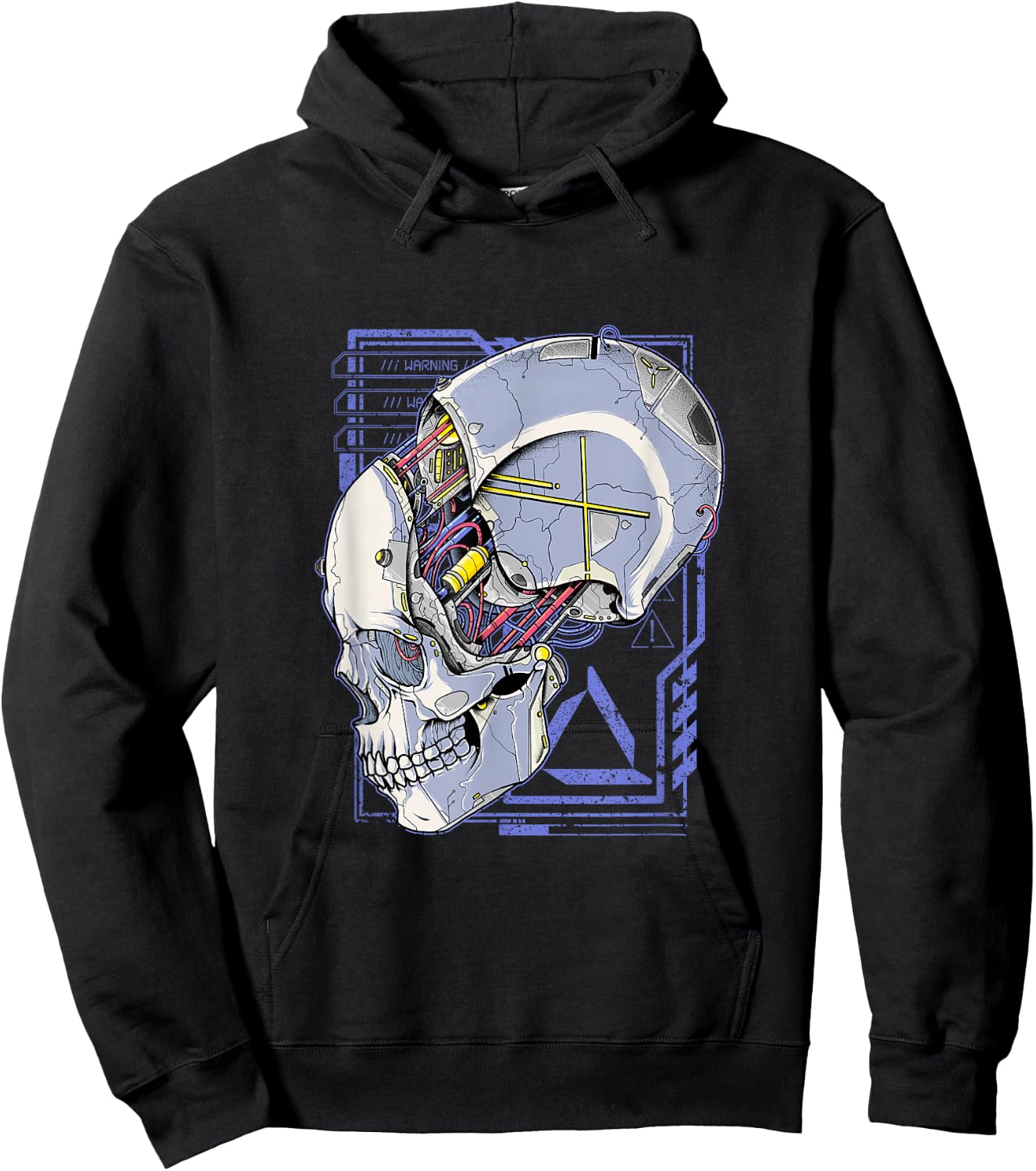 Cyberpunk Shirt Futuristic Robot Skull Dystopia Techwear Hoodie - Hoodie | Black