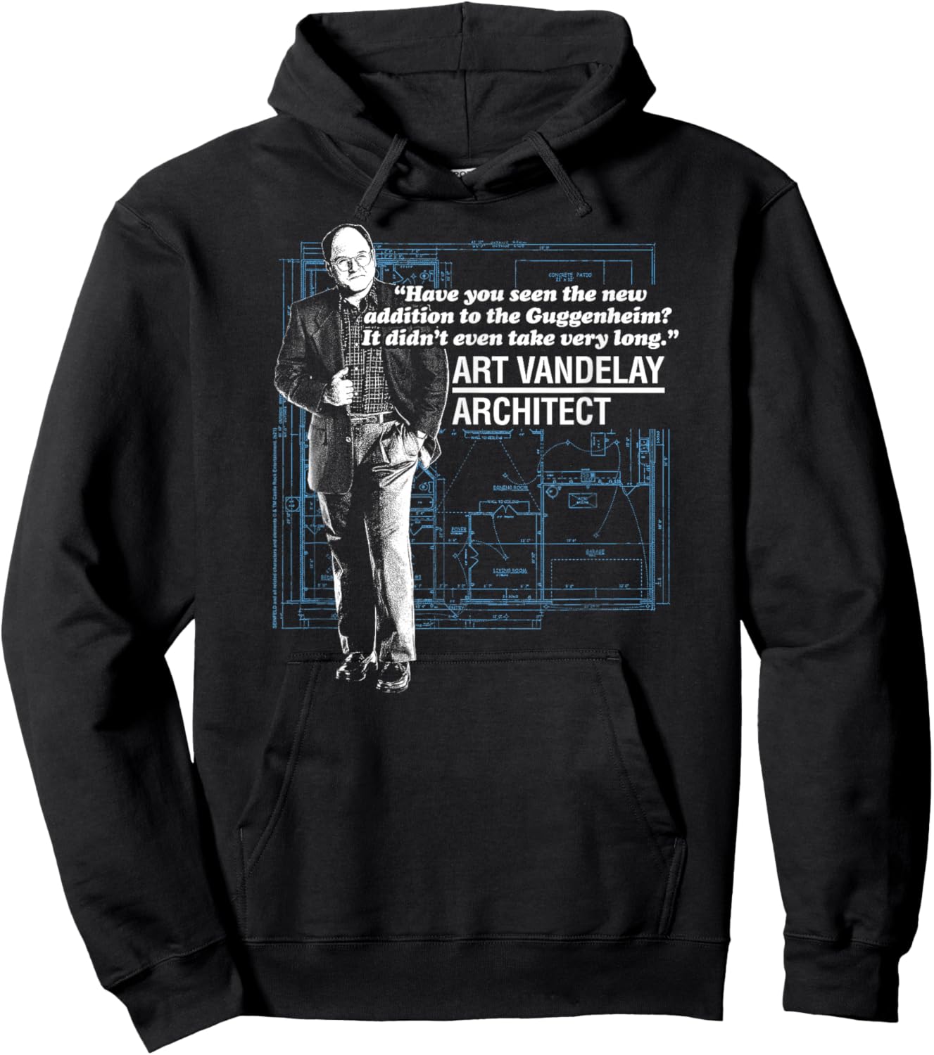 Seinfeld Art Vandelay Architect Floorplan Funny 90's TV Show Hoodie - Hoodie | Black
