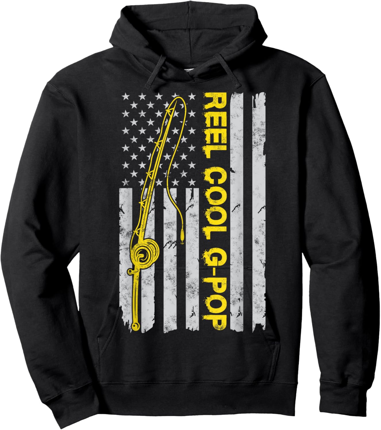 Reel Cool G-Pop American Funny Fishing Flag Gift G-Pop Hoodie - Hoodie | Black