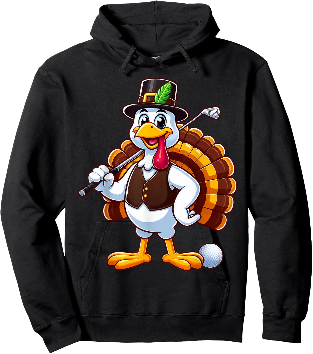 Cool Thanksgiving Golf Gobble Player Turkey Golf Men Women Hoodie - Hoodie | Black