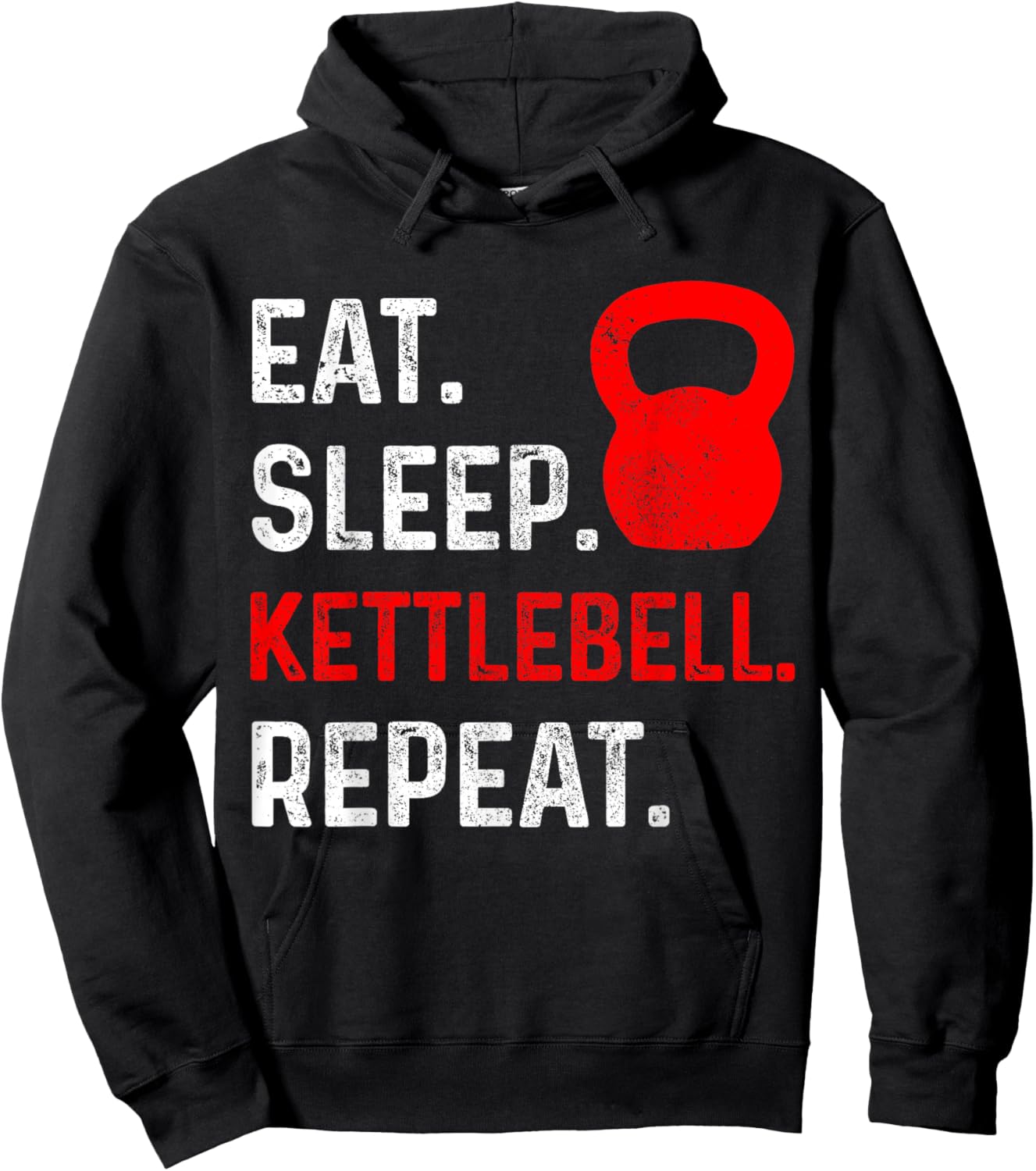Eat Sleep Kettlebell Repeat Fitness Gym Hoodie - Hoodie | Black