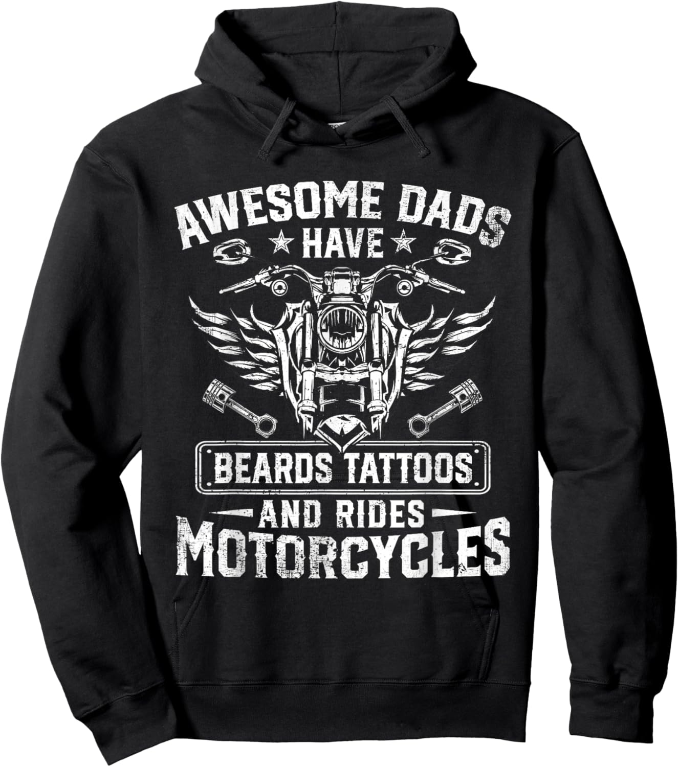 Awesome Dads Have Beards Tattoos And Rides Motorcycles Hoodie - Hoodie | Black