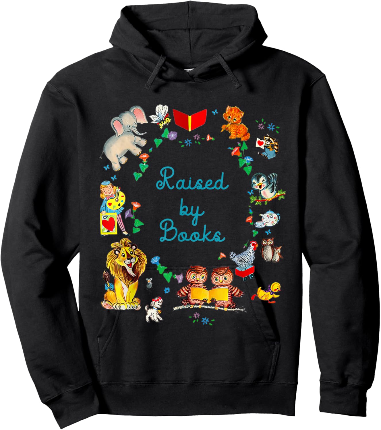 Funny Saying About Reading Raised By Books Hoodie - Hoodie | Black