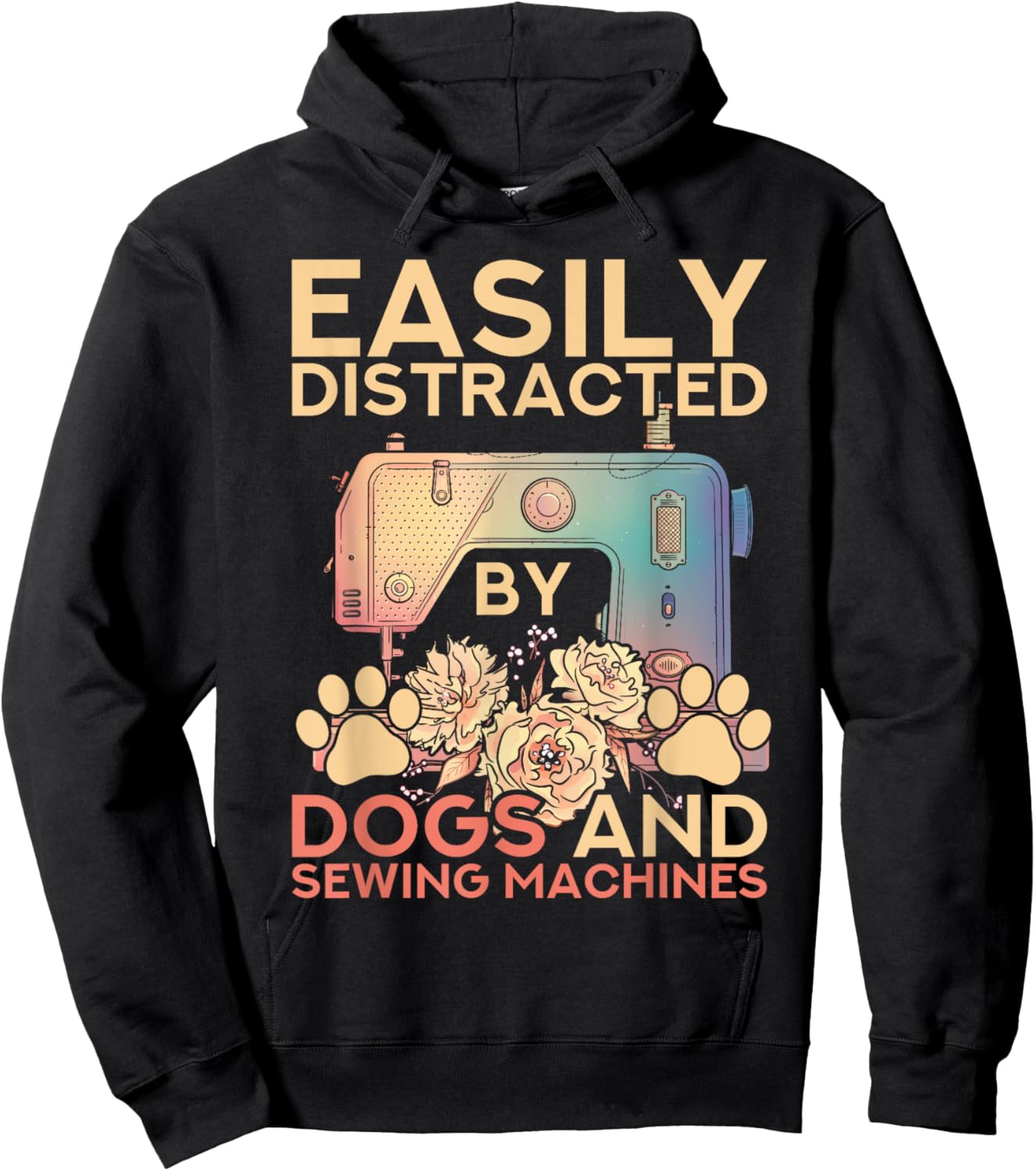 Easily Distracted By Dogs And Sewing Machines Funny Sewing Hoodie - Hoodie | Black