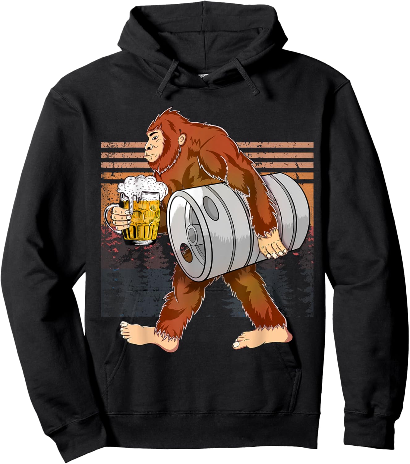 Bigfoot Beer, Funny Bigfoot Loves Beer Hoodie - Hoodie | Black