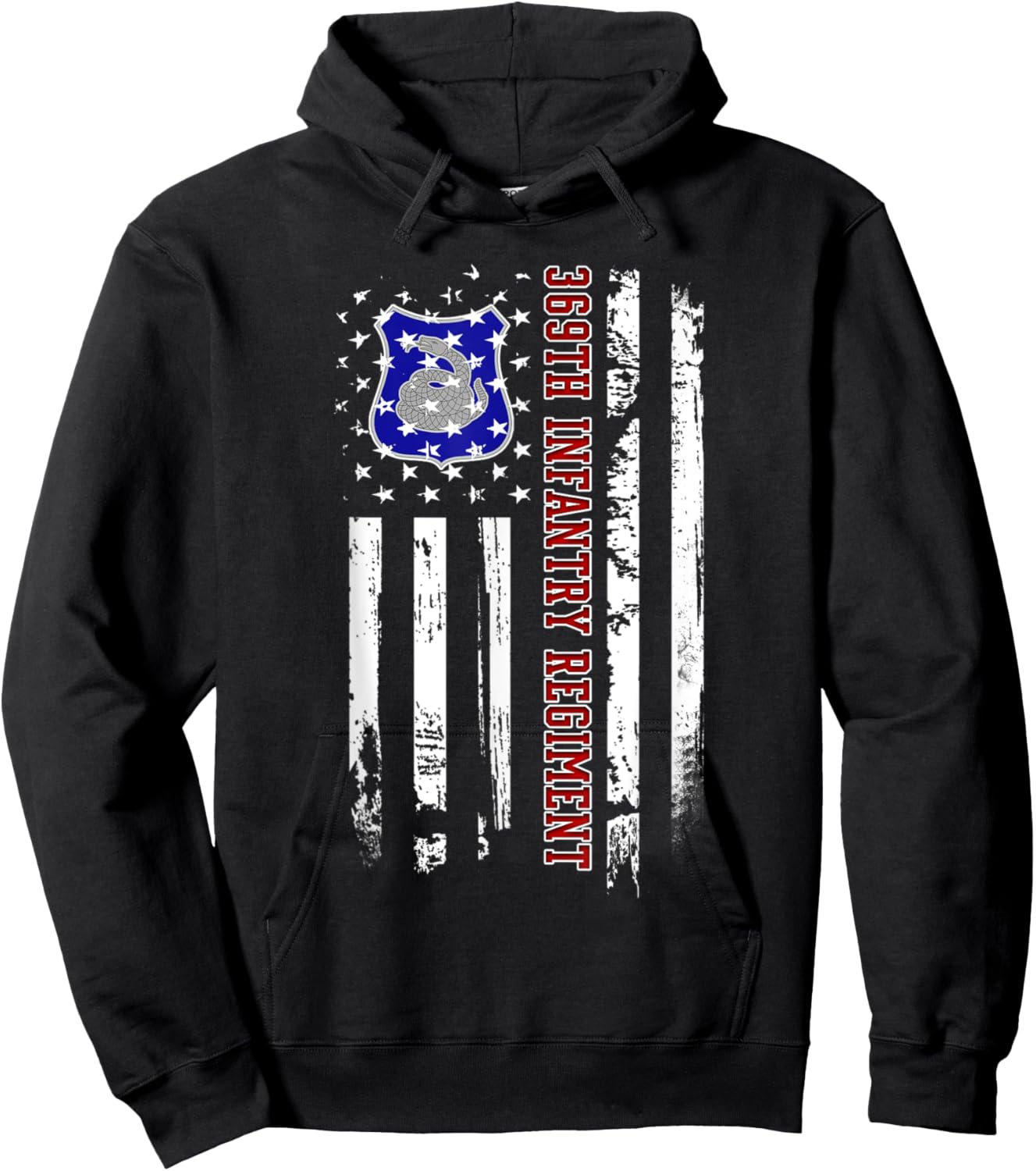 369th Infantry Regiment Veteran USA Flag Veterans Day Xmas Hoodie - Hoodie | Black