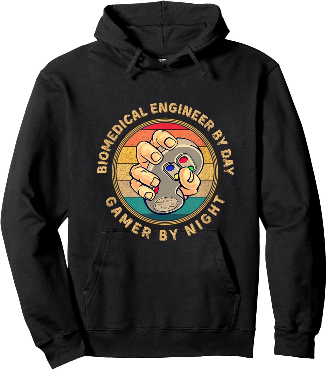 Biomedical Engineer By Day Gamer By Night Retro Gamer Design Hoodie - Hoodie | Black