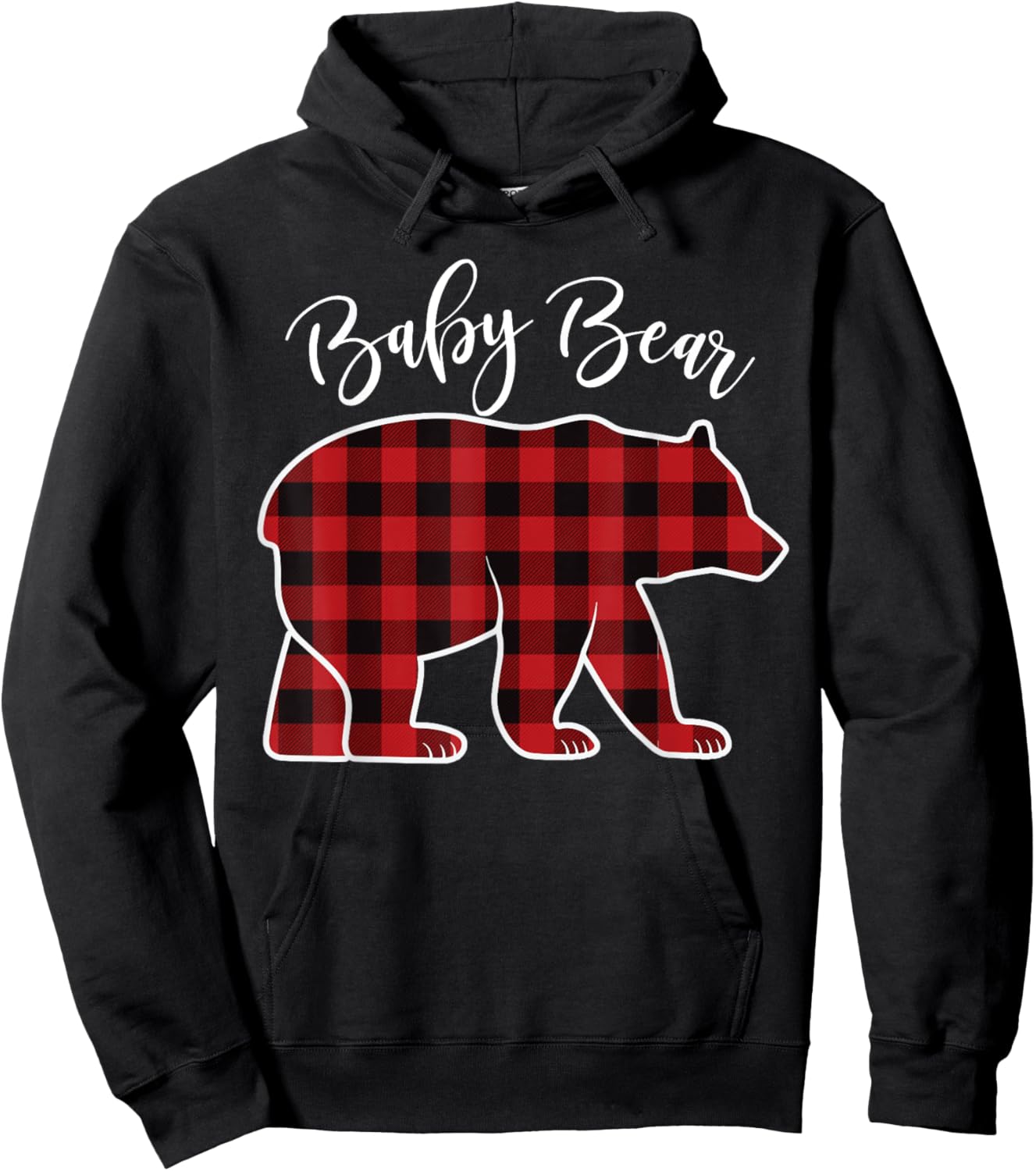 Baby Bear Pajama Red Buffalo Xmas Funny Family Christmas Hoodie - Hoodie | Black
