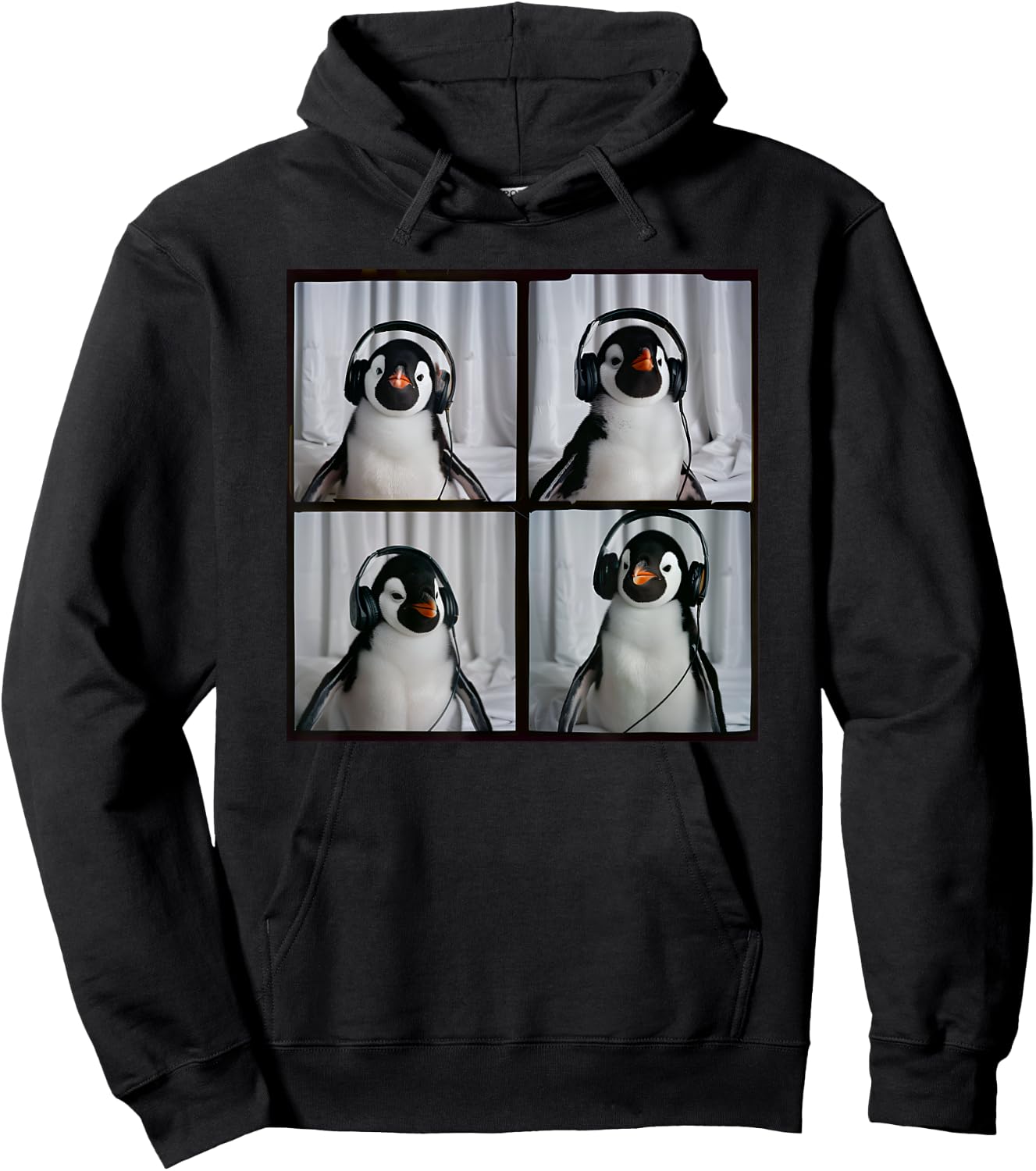 Penguin With Headphones Autism Sensory Zoo Penguin Lover Hoodie - Hoodie | Black