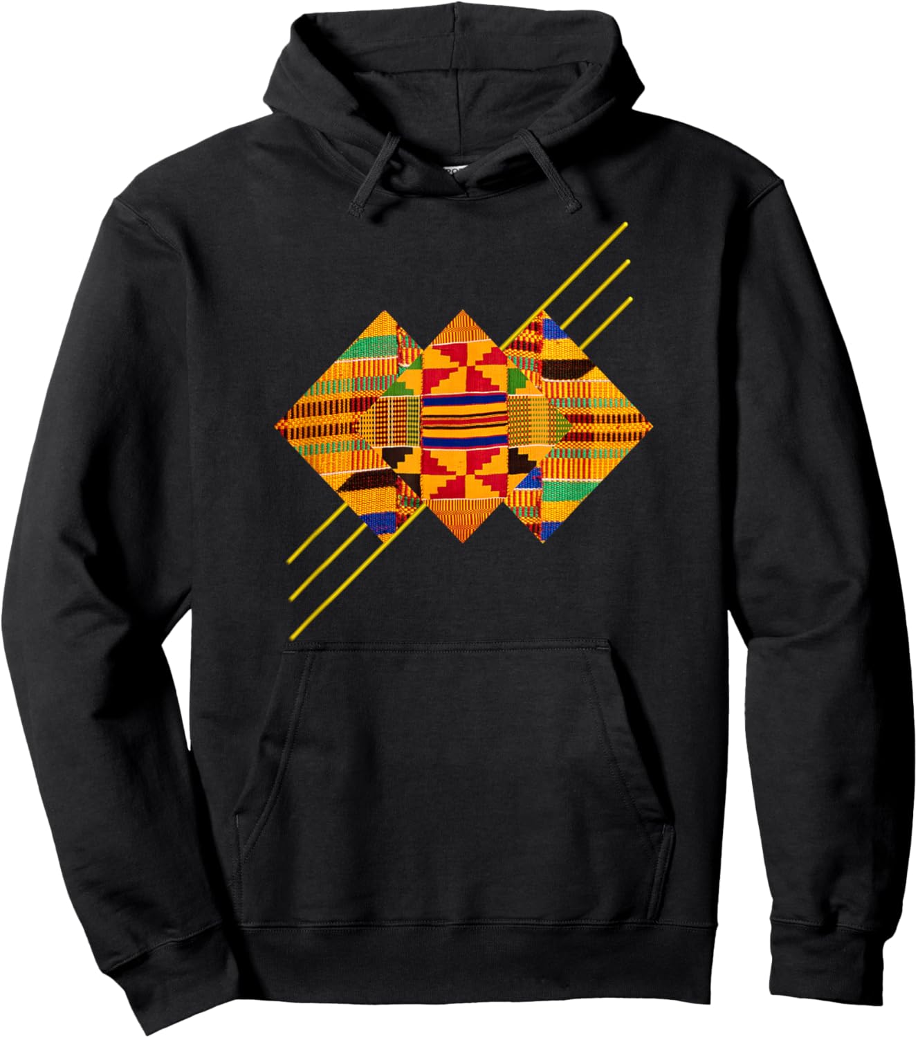 Traditional African patchwork Dashiki, Kente Illustration Hoodie - Hoodie | Black