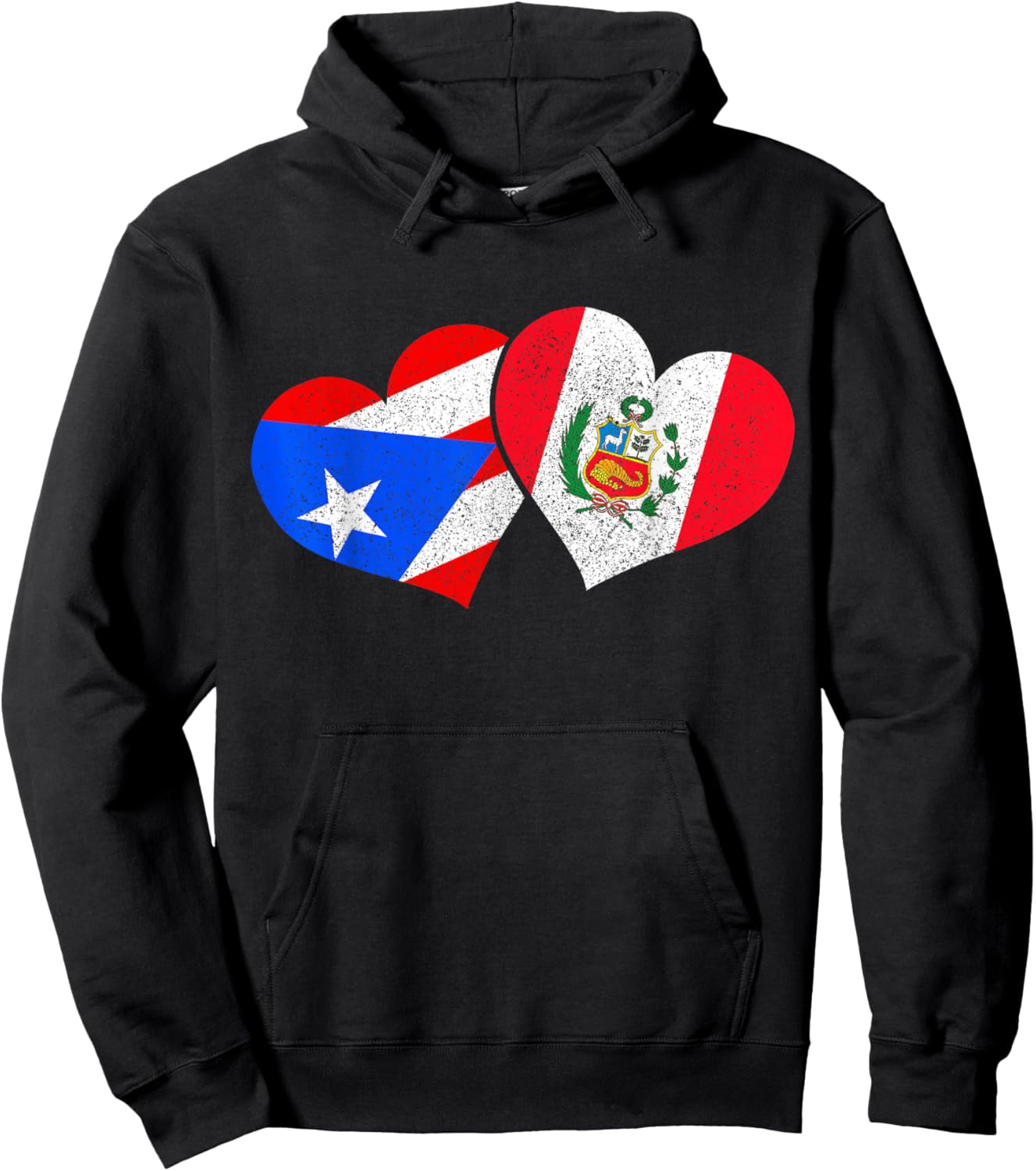 Puerto Rico & Peru Pride Heritage Puerto Rican Peru Flag Hoodie - Hoodie | Black