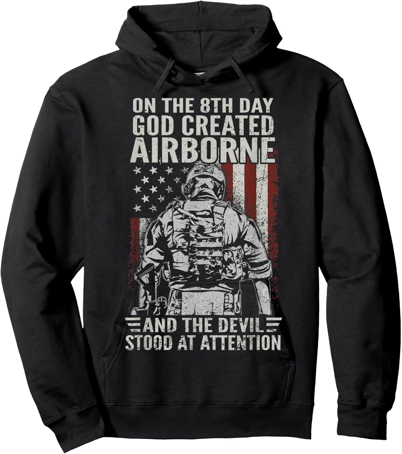 On 8th Day God Created Airborne Patriotic US Army Veteran Hoodie - Hoodie | Black