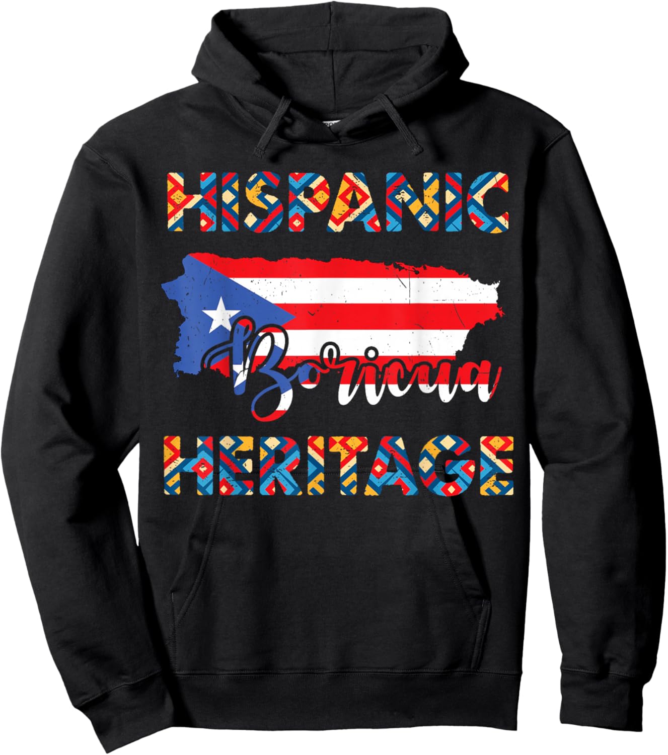 Puerto Rico Flag Shirt Hispanic Heritage Month Boricua Rican Hoodie - Hoodie | Black