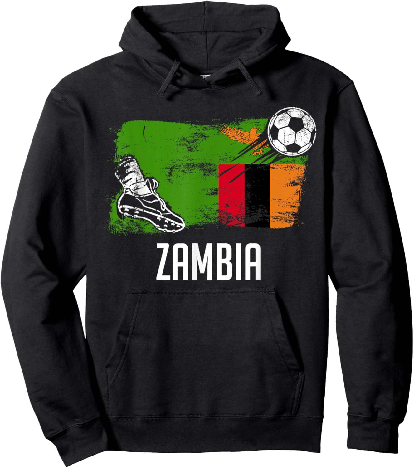 Zambia Flag Jersey Zambian Soccer Team Zambian Hoodie - Hoodie | Black