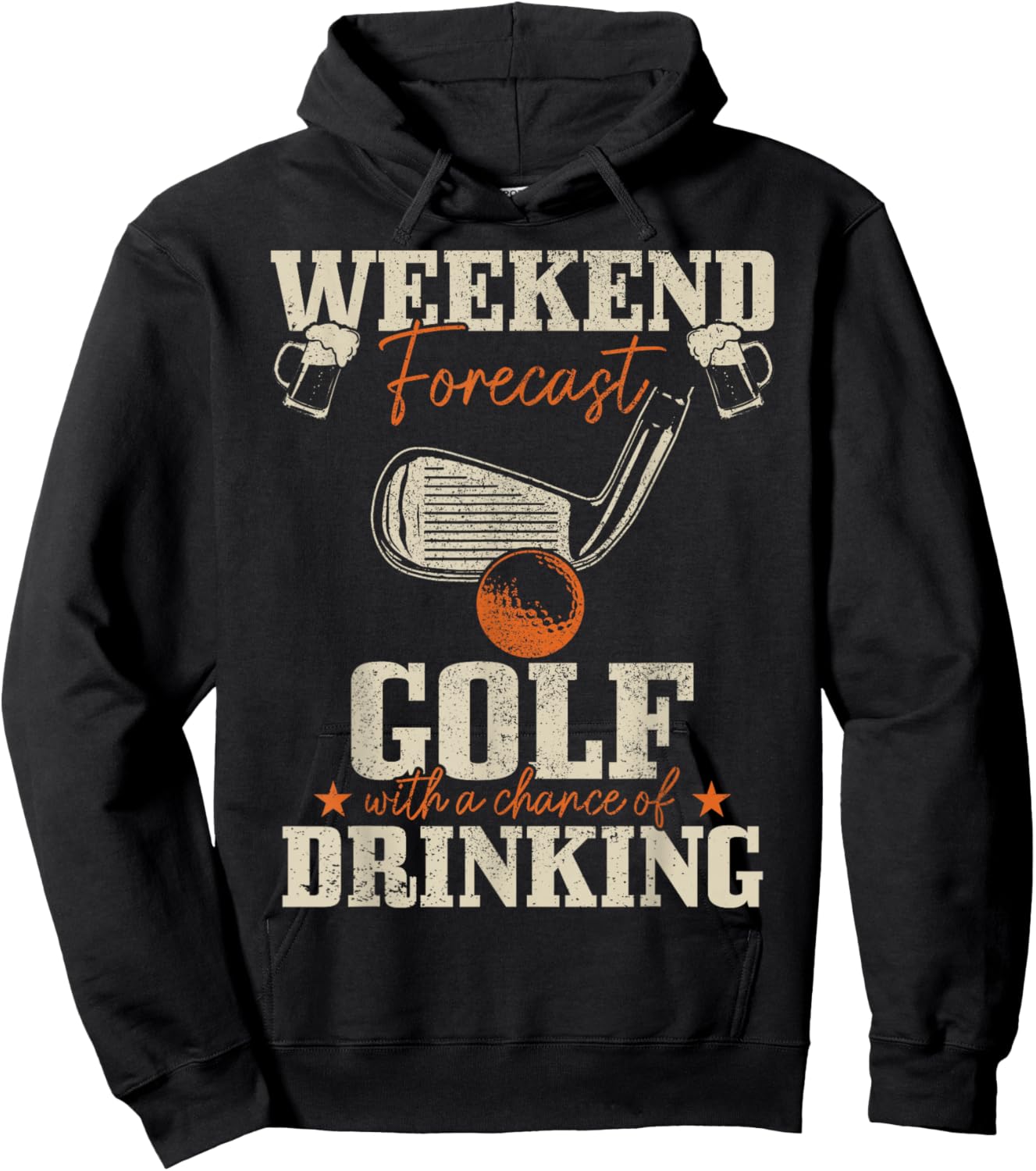 Golf Weekend Forecast Golf With A Chance Of Drinking Funny Hoodie - Hoodie | Black