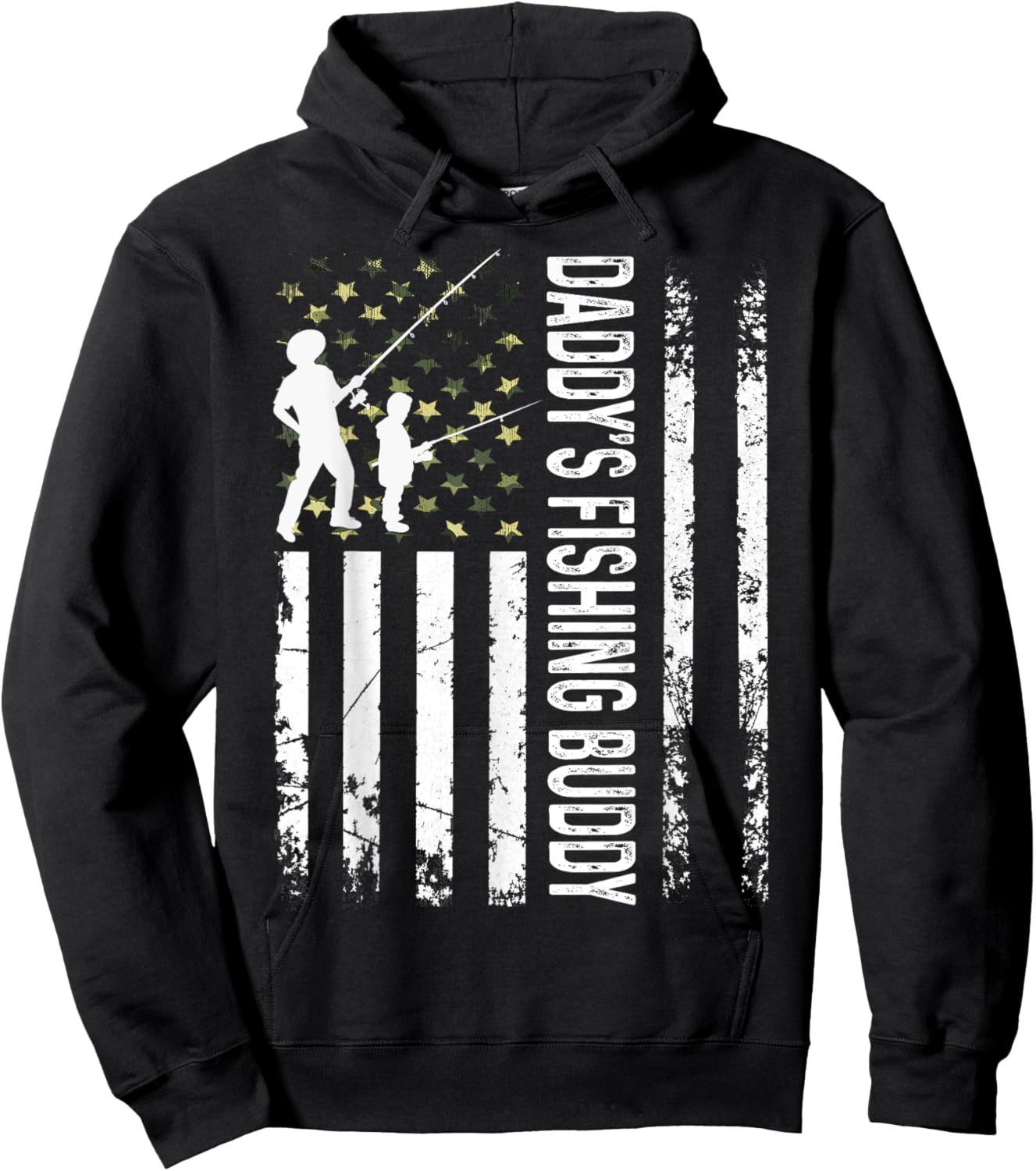 Young Fisherman Daddy's Fishing Buddy Dad-Son Team Hoodie - Hoodie | Black
