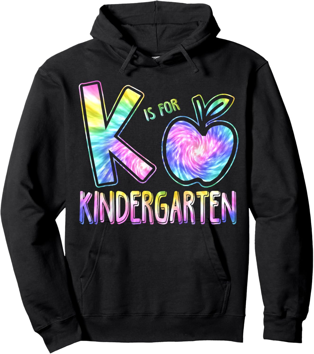 K Is For Kindergarten Teacher Tie Dye Back to School Kinder Women Girls Kids Hoodie - Hoodie | Black