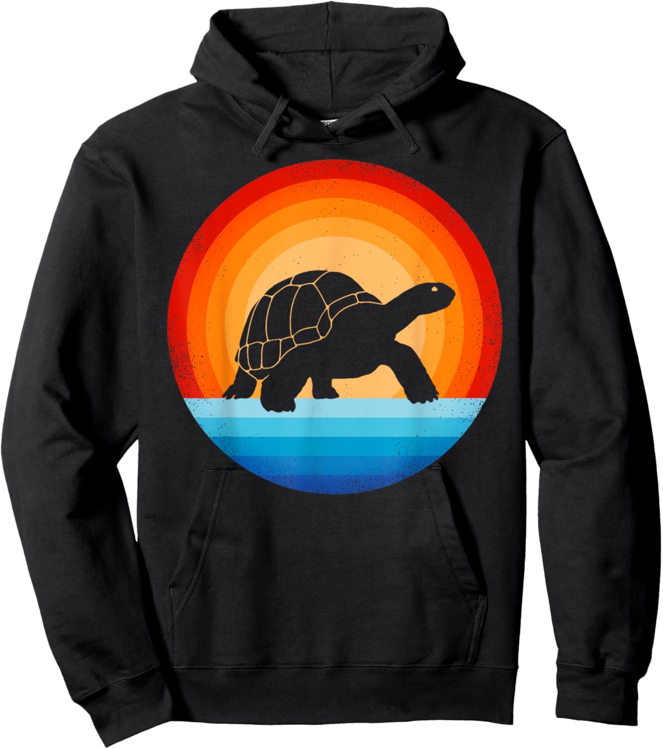 Tortoise Retro Vintage 60s 70s Sunset Turtle Reptile Animal Hoodie - Hoodie | Black