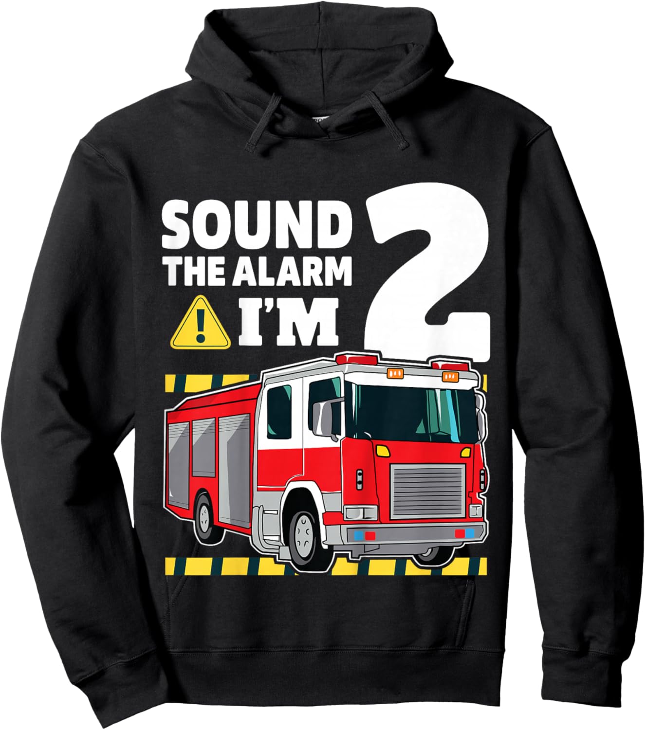 Kids 2nd Birthday Boy Fire Truck 2 Two Year Old Firefighter Hoodie - Hoodie | Black