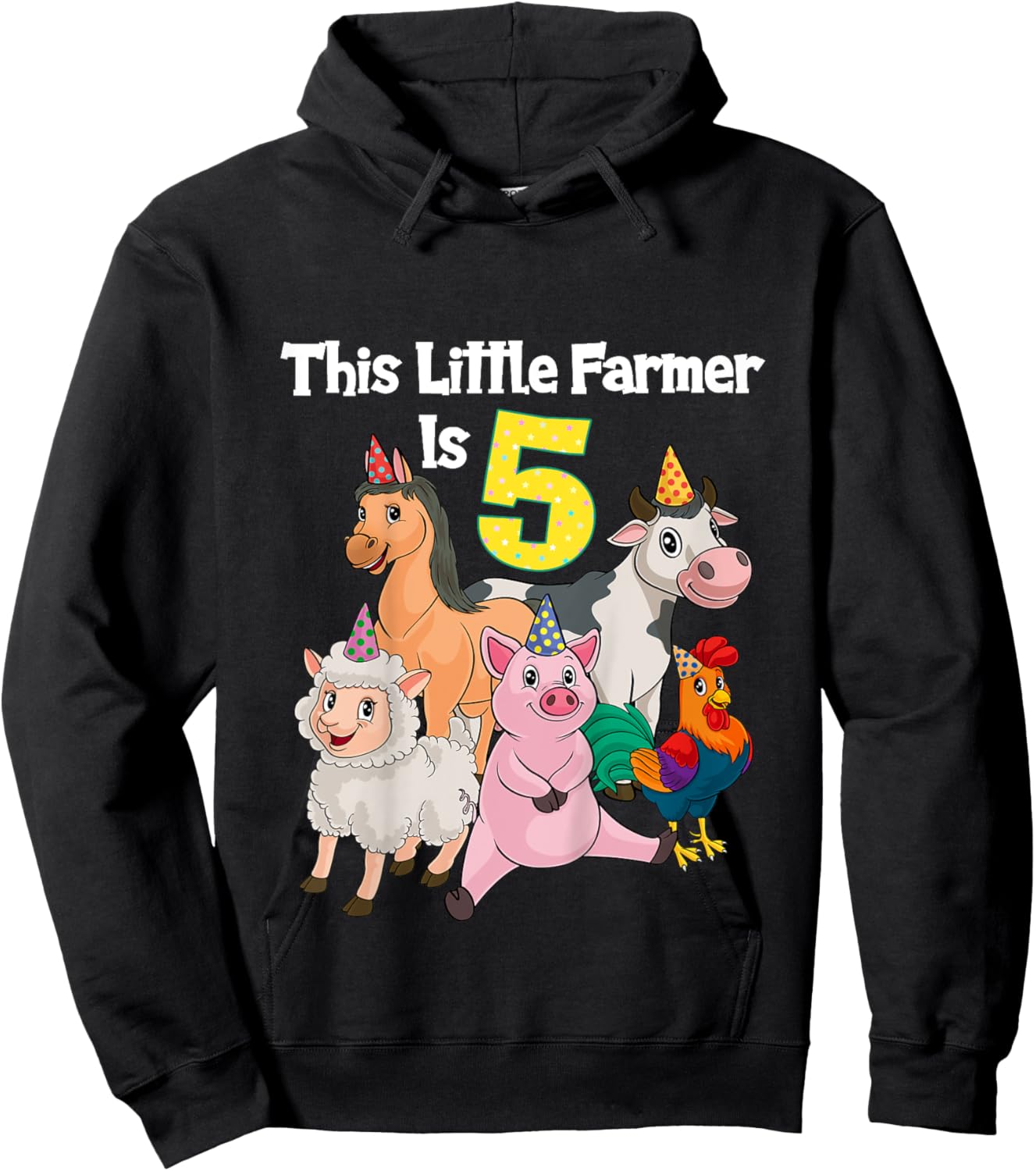 Barnyard 5 Year Old Farm Animals 5th Birthday Hoodie - Hoodie | Black