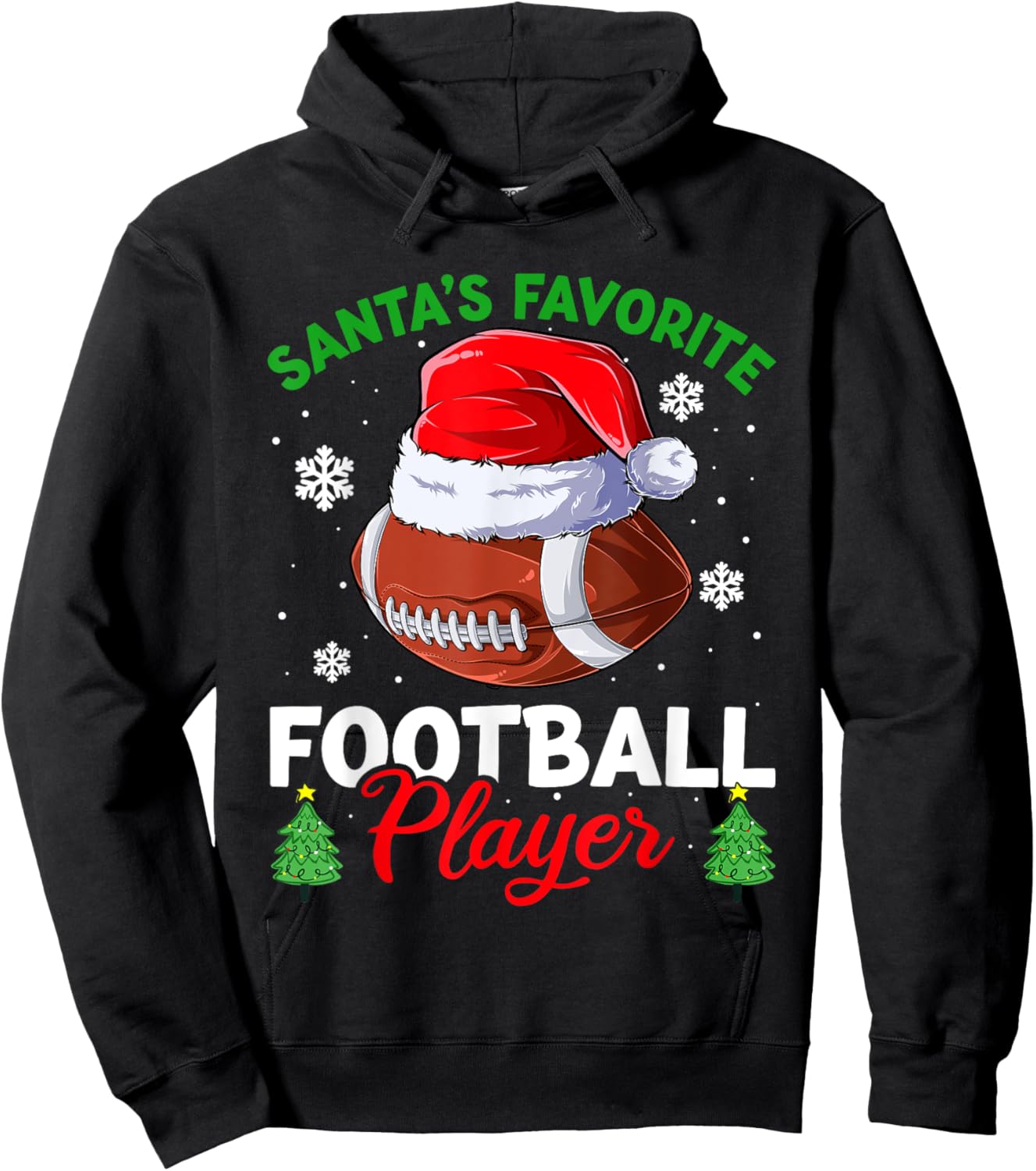 Santa's Favorite Football Player Men Apparel Christmas Sport Hoodie - Hoodie | Black