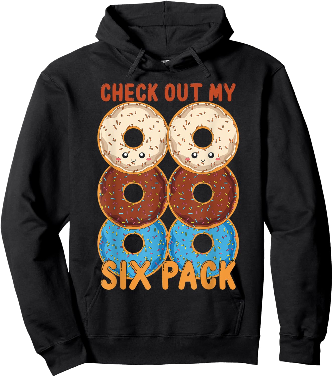 Funny Glazed Doughnuts Lover Abs Workout Six Pack Donuts Hoodie - Hoodie | Black