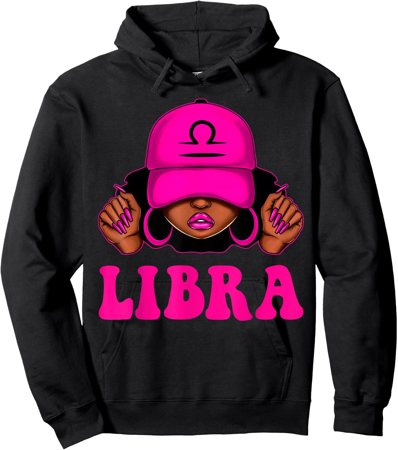Libra Queen Sassy Black Woman Afro Girl Zodiac Birthday Hoodie - Hoodie | Black