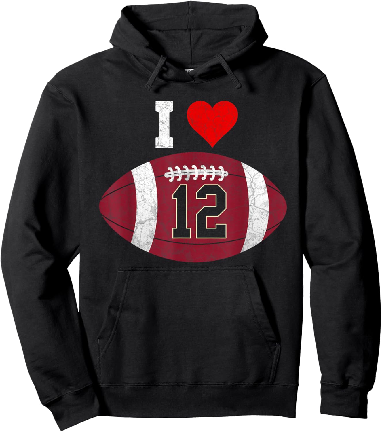 Football Number #12 Football Lover Gift Vintage Retro Hoodie - Hoodie | Black