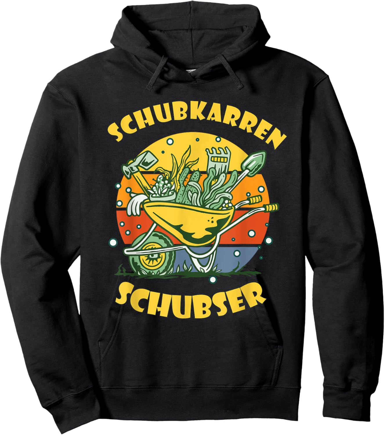 Gardening fun. Wheelbarrow pusher, Funny Garden Gardens Hoodie - Hoodie | Black