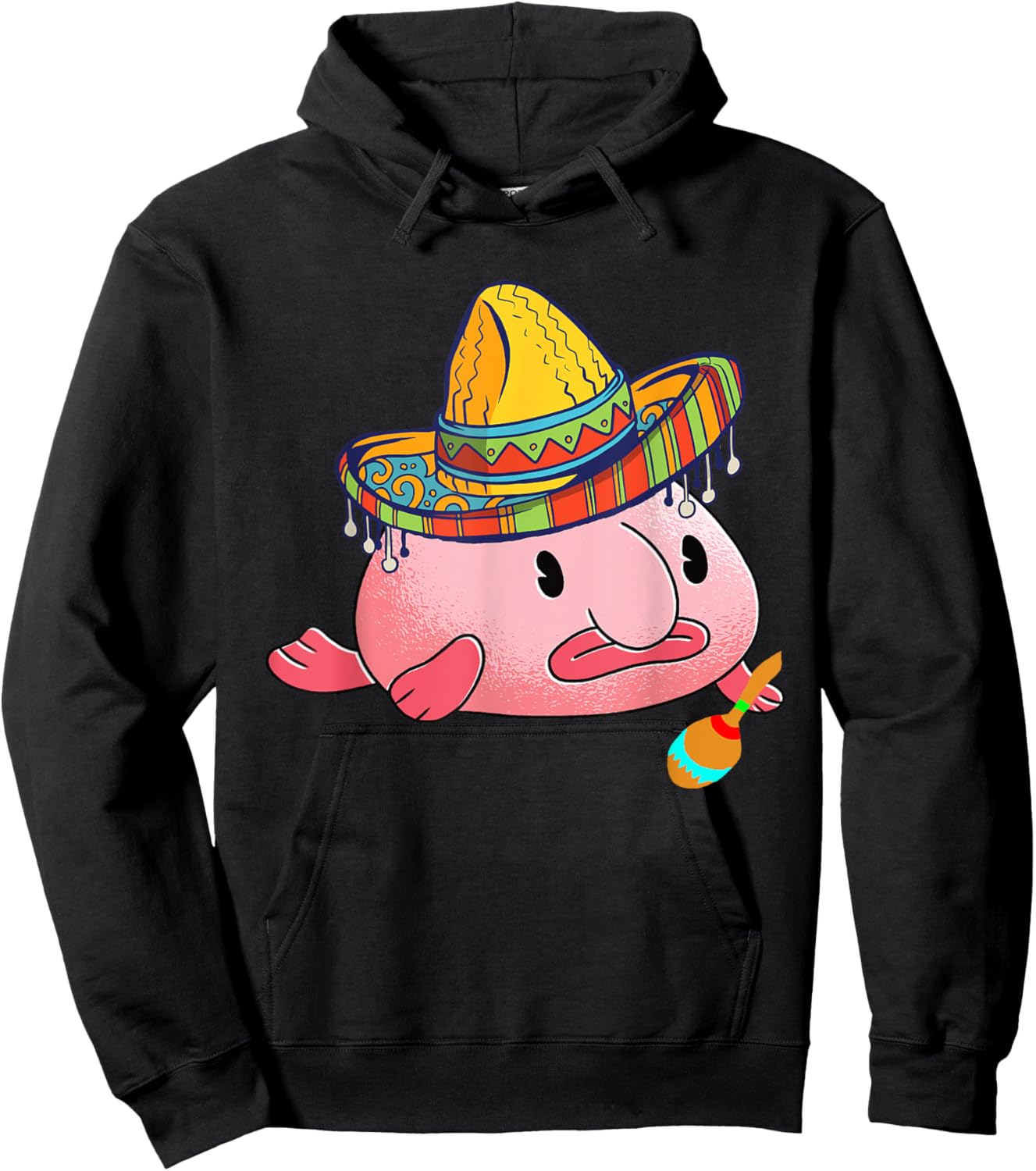 Blobfish Ugly Fish Deep Sea Funny Sombrero Costume Hoodie - Hoodie | Black
