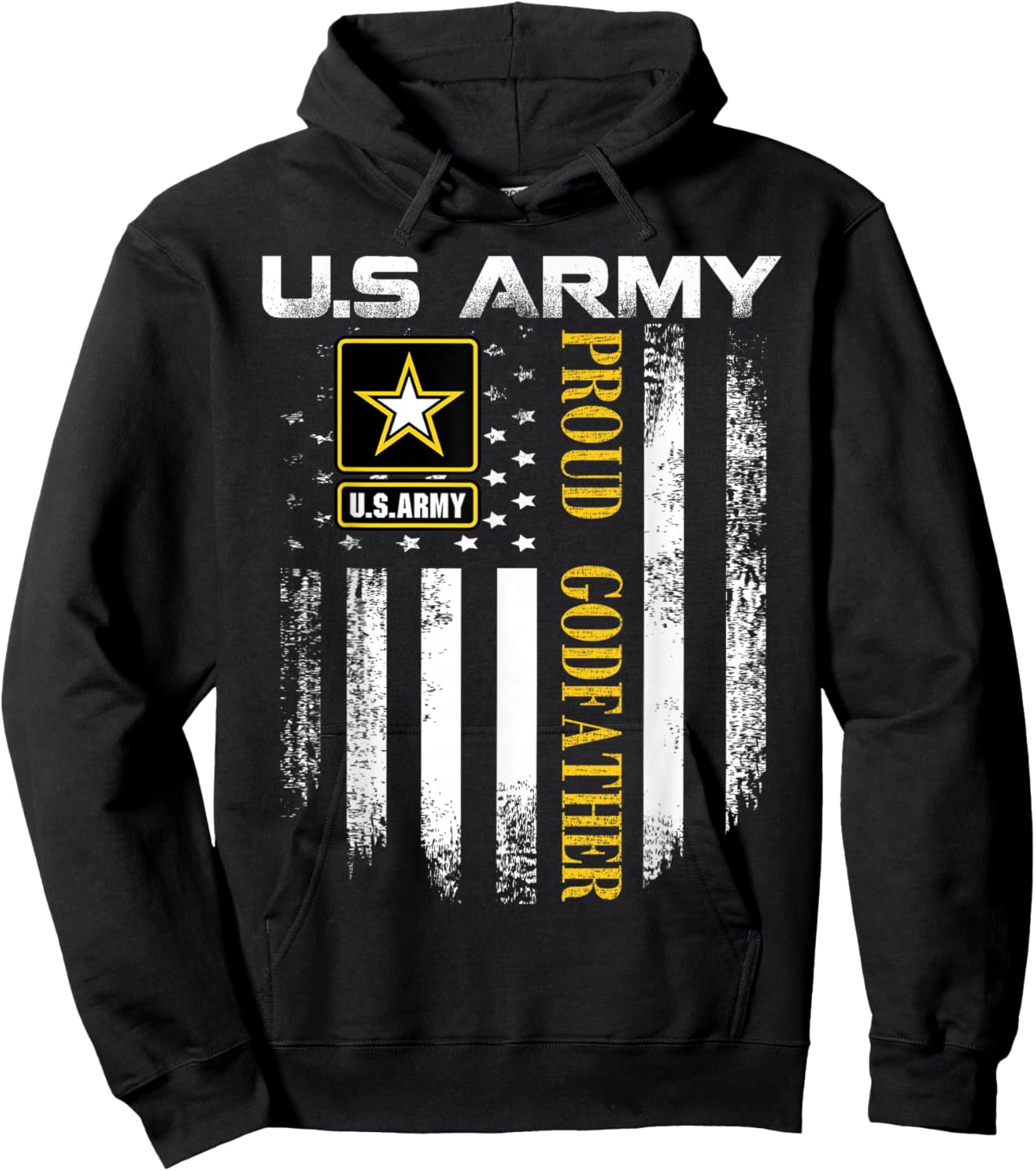 Vintage U.S. Army Proud Godfather With American Flag Gift Hoodie - Hoodie | Black