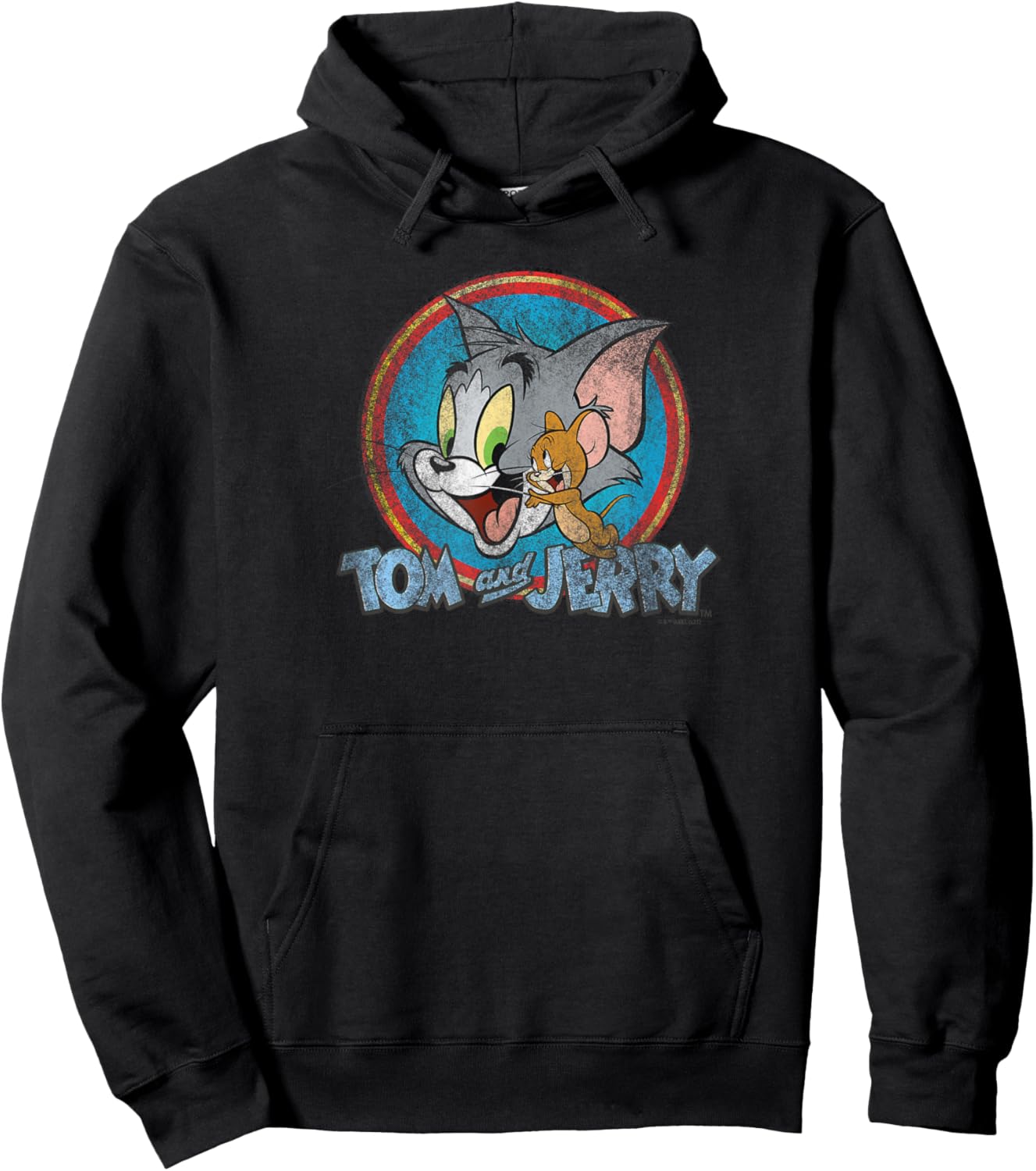 Tom and Jerry Yellow Red Blue Circle Logo Hoodie - Hoodie | Black