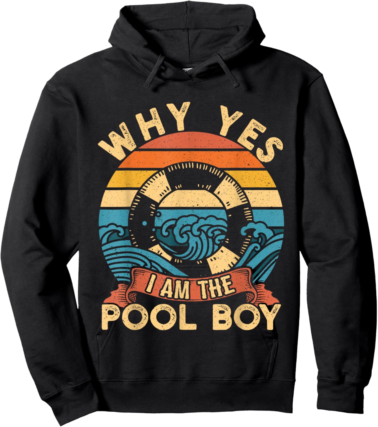 Funny Swimming Swimmer Why Yes I Am The Pool Boy Swim Retro Hoodie - Hoodie | Black