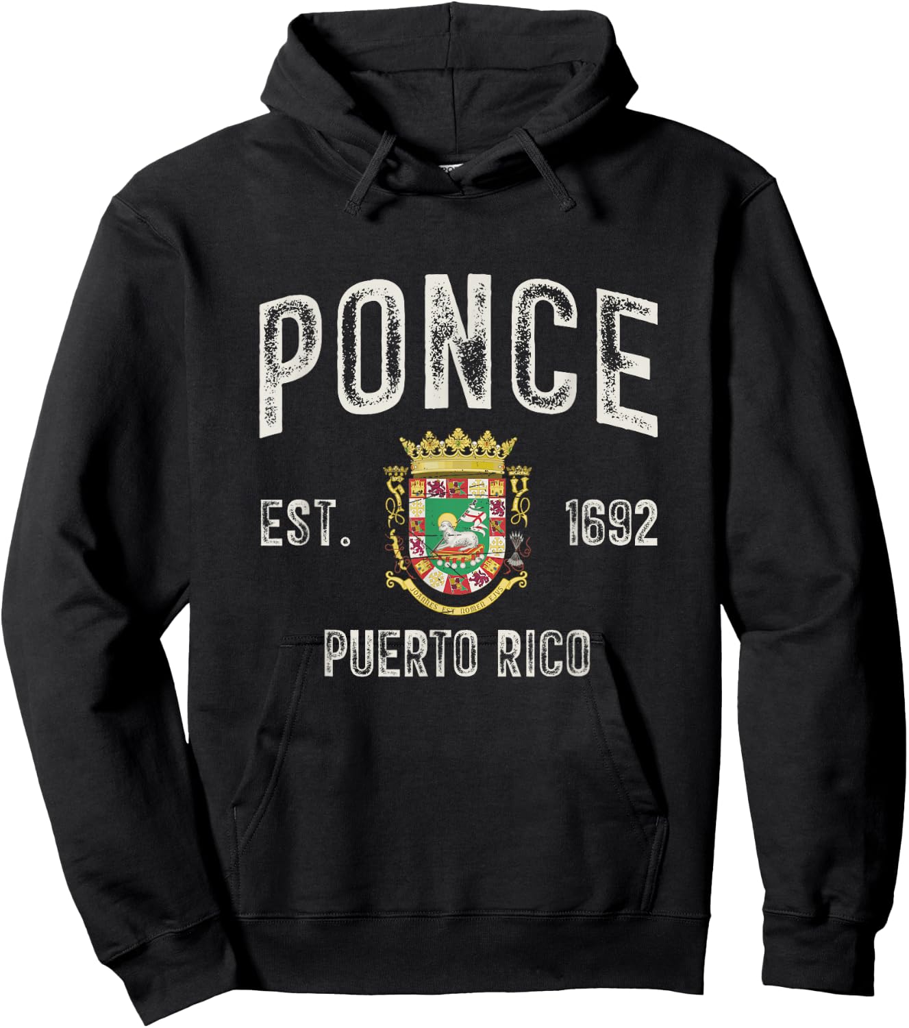 Ponce City In Puerto Rico Est 1692, Puerto Rico Armorial Hoodie - Hoodie | Black