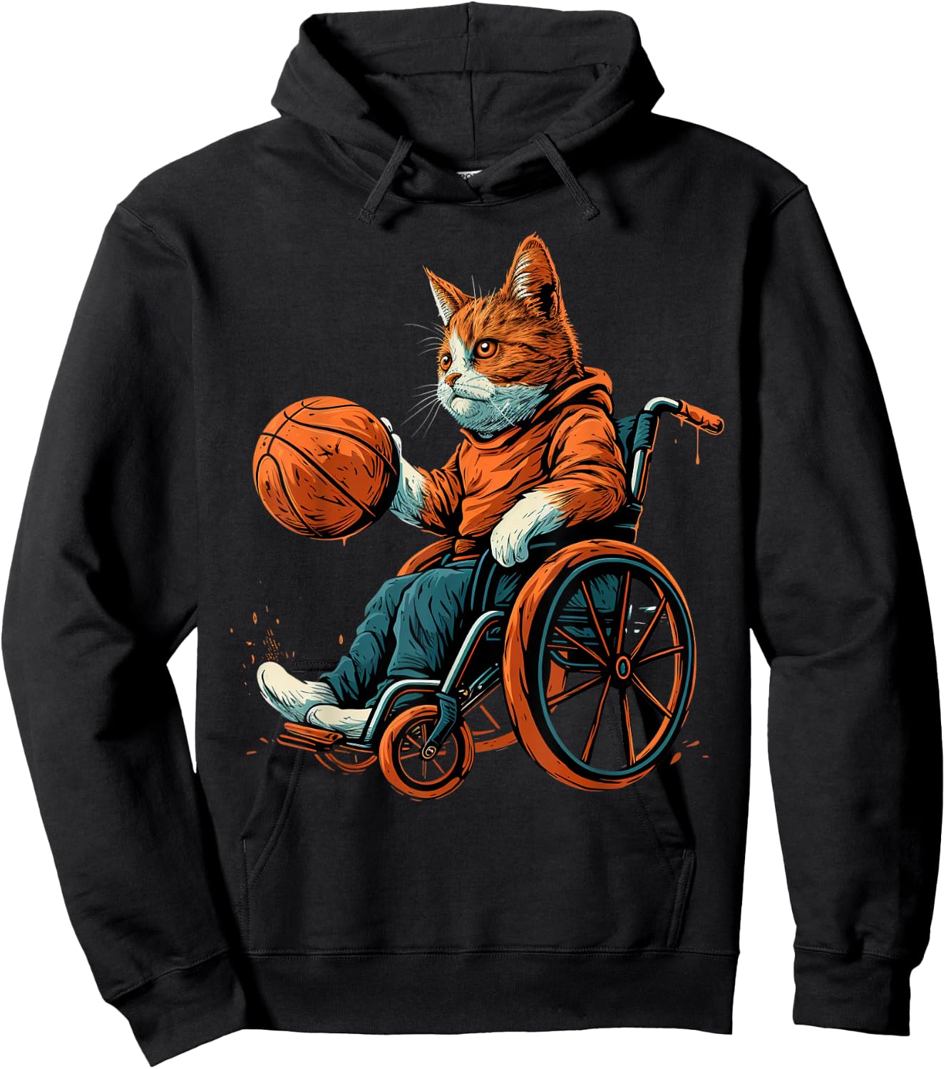 Wheelchair basketball player Cat on Wheelchair Basketball Hoodie - Hoodie | Black